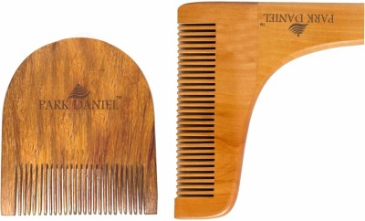 PARK DANIEL Handcrafted Wooden U Shaped, L Shaped Beard Comb For Men Pack of ( 2 Pcs.)