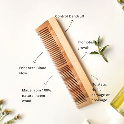 PERLENTE Anti-Dandruff Neem Wood Comb For Men And Women