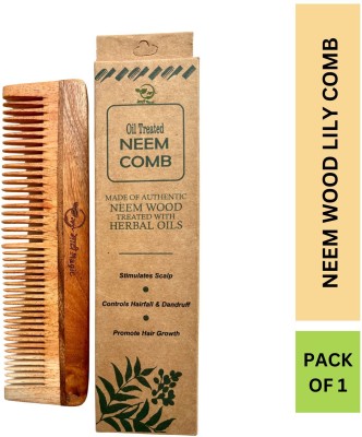 Maati Magic Kacchi Neem Wood, Premium Lily Dual Tooth Comb for Men & Women (Pack of 1)