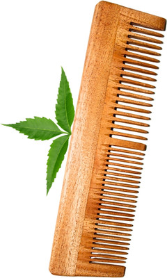 MICLAC Wooden Dual Tooth Comb for Smoothing & Detangling 1PCS