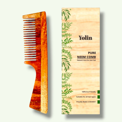Yolin Handmade Neem Wood Comb for Reducing Hair Breakage