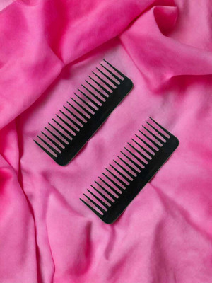 MICLAC Wide tooth comb plastic with handle (pack of 2)