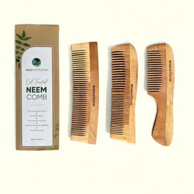 ecoearthone Neem Wood Comb- Pack of 3