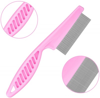 AlexVyan Pink Long Handle Small Teeth Lice nits removal comb