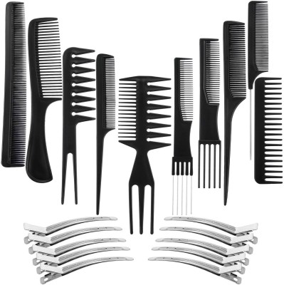 RUBYFACE 10 Hair Styling Comb Set with Duck Bill Clips, Anti-static Comb & 12 Metal Clips