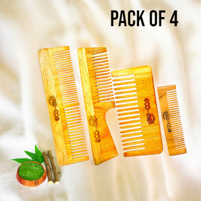 Eco with me Neem Wooden Comb (4pcs Combo),Handcrafted from high-quality neem wood.