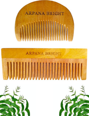 ARPANA BRIGHT Neem Wooden Beard & Shampoo Comb with wide tooth for effectiv grooming & styling