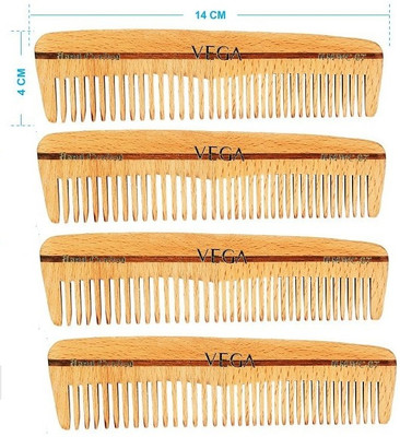 VEGA Pocket Wooden Comb - HMWC-07 PAck of 4
