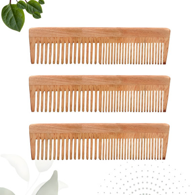 Asogya Neem Wooden Comb Anti-Dandruff Combs Combo Set For Women & Men (pack of 3)