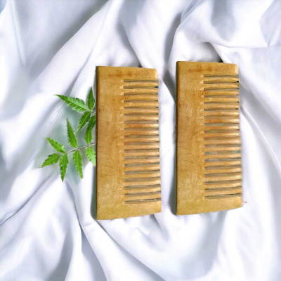 MICLAC Kachi neem Small wide tooth shampoo comb for men 2PCS