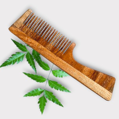 MICLAC Anti-Dandruff Wooden Comb - Neem Handle for Hair Growth