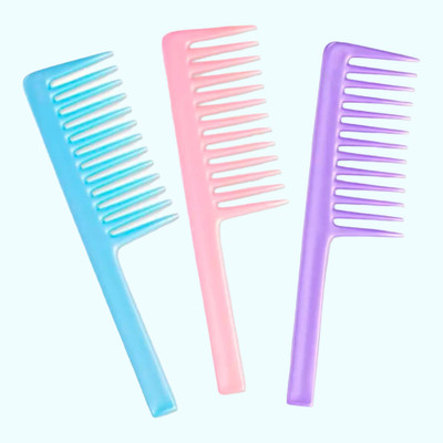 Yolin Plastic Wide Tooth Shower Hair Comb for Smooth Detangling | Set of 2