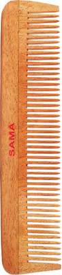 sama Fine Tooth Neem Wooden Comb for Hair Styling, Growth & Frizz Control