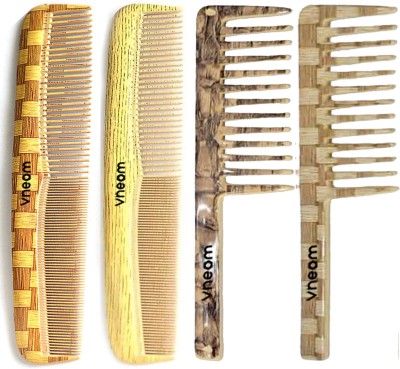 vneom Designer Wood Print Hair Combs Brush(Combo Pack of 4)for Hair Styling &Grooming