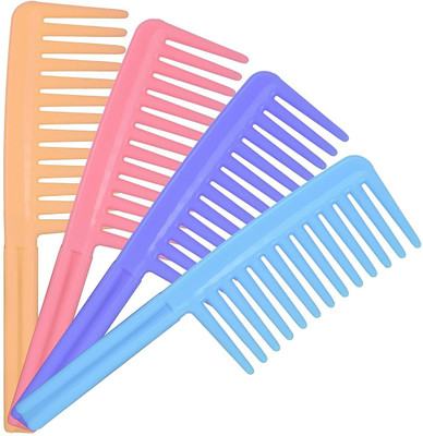 Trivety Plastic Wide Tooth Shower Hair Comb for Easy Detangling | Set of 4