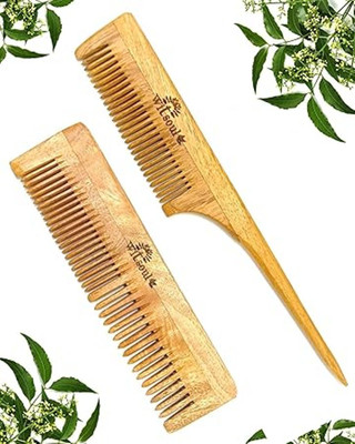 WITSOUL Neem Wood Comb/Tail Comb and 2in1 comb Tangle Free Cnurls/Anti-Dandruff Comb