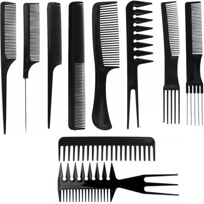 LOVHIDE 10 Professional Hair Comb Set | Styling Combs | Rat Tail Combs | Teasing Combs