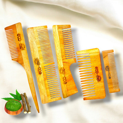 Eco with me Neem Wooden Comb (5pcs Combo)