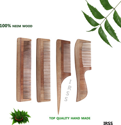 IRSS Neem Wooden Comb Set For Women & Men (Pack of 4)