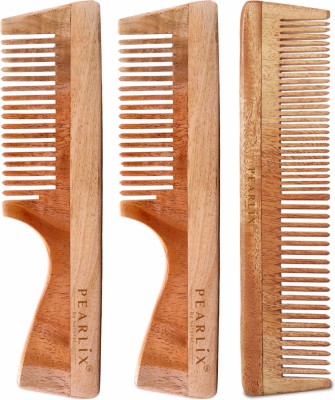 PEARLiX Neem Wooden Comb Pack Of 3 Anti-Bacterial, Dandruff Remover & Hair Styling Comb