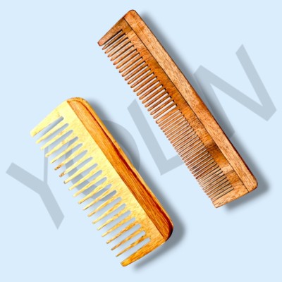 Yolin Neem Wood Combs Handmade Anti-Dandruff Comb Pack of 2