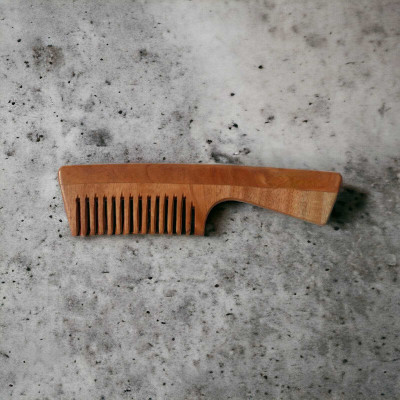 MICLAC Wooden comb with handle for men small (pack of 1)