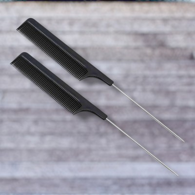 HALDER Black Metal Pin Tail Comb Rat Tail Combs For Styling Hairdressing | Set of 1