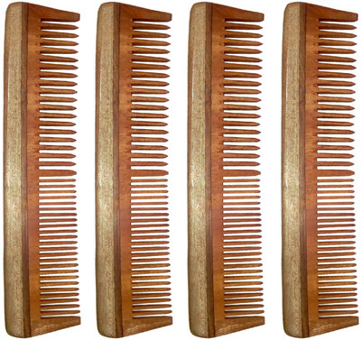 Ginni Marketing Combo of 4 Regular Neem Wood Combs