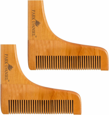 PARK DANIEL Handcrafted Wooden L Shaped Beard Comb For Men Pack of ( 2 Pcs.)