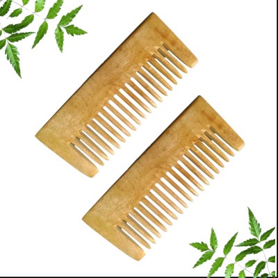 MICLAC Wide Tooth Hair Massager For Women And Neem Comb 2PCS