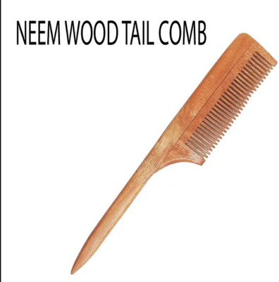 feelhigh Neem Wood Tail Comb – Thin Tooth [ Handmade | Eco-Friendly ]