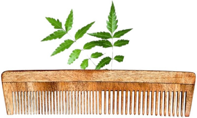 MICLAC Organic Neem Wooden Dual Tooth Comb for Healthy Scalp 1PCS