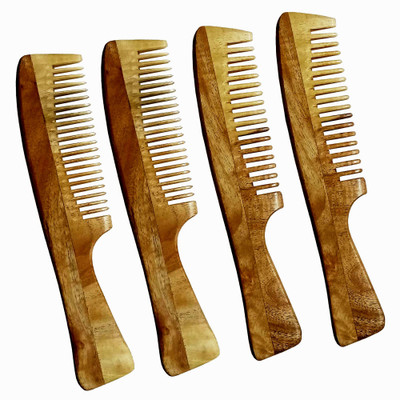 Ginni Marketing Pack of 4 Neem Wood Combs ( medium and baby detangler) ()