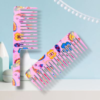 Yolin Set of 2 Printed Combs – Wide Tooth Design for Long and Wet Hair Shampoo