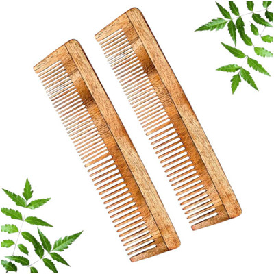 MICLAC Lily comb - 2Pcs, Wooden Dual Tooth Comb