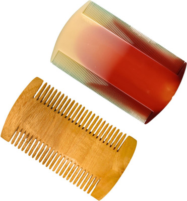 MICLAC Wooden Lice Comb and Plastic Dandruff Comb for Lice Eggs Removal, Pack of 2