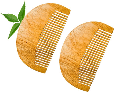 MICLAC Beard Comb Handcrafted by local Artisans Neem Comb for Beard 2PCS