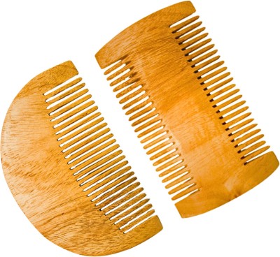 MICLAC Pure Neem Wooden Pocket Comb for Beard & Lice-Free Hair (Pack of 2)