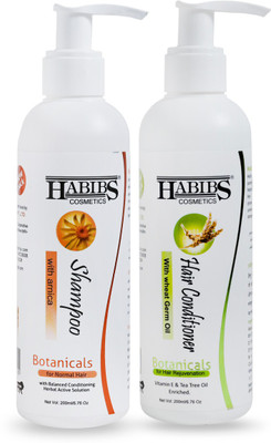 Habibs Normal Hair Shampoo 200ml and Conditioner with Wheat Germ Oil 200ml Combo Pack(400 ml)