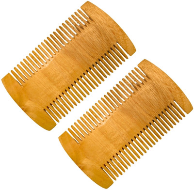 MICLAC Fine Tooth Smooth Teeth Neem Wooden Lice Comb 2PCS