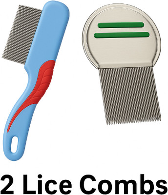 RiKE 2 Pc Lice & Nit Removal Comb Set | Stainless Steel Fine Teeth & Anti-Slip Handle