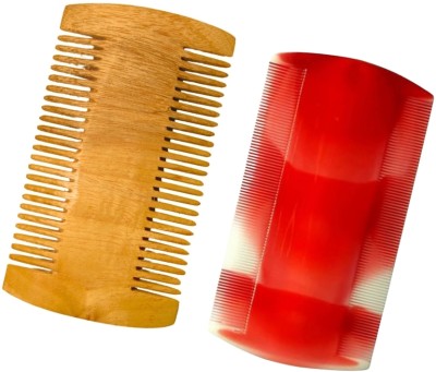 MICLAC Neem Wooden & Plastic Lice Comb for Perfect Family Use Set