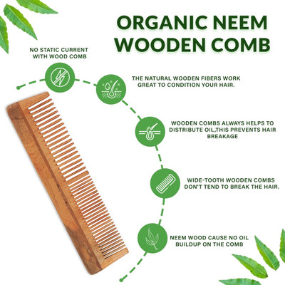 PERLENTE Comb for Men, Women | Treated with Neem Oil, Bhringraj & 17 Herbs