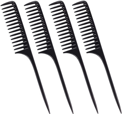 CombZone 4 PCS Wide Tooth Rat Tail Comb - Detangling Parting Hair Brush Comb