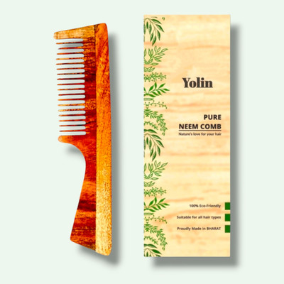 Yolin Kacchi Neem Wooden Shampoo Comb Soaked in 17 Herbal Oils for Healthy Hair