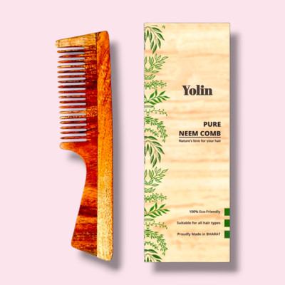Yolin Protect Your Hair from Breakage with Neem Wood Comb with Handle