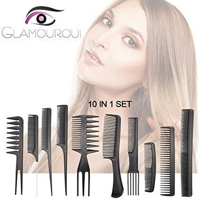 KESHAVART All Hair Types & Styles Comb set kit ( SET OF 10 PC BLACK )