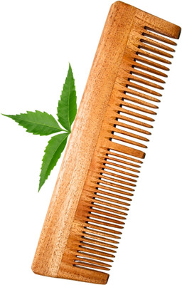 MICLAC Wooden Dual Tooth Comb for Split End Prevention 1PCS