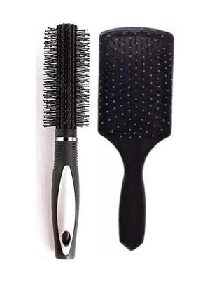 M.S TRADERS Round Rolling Curling Roller Comb Hair Brush With Professional Paddle Hair Comb