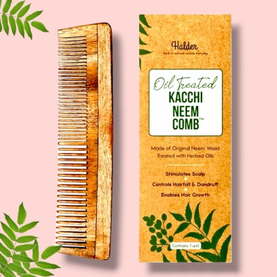 HALDER Control Hairfall with the Kacchi Neem Wood Hair Comb | Set of 1